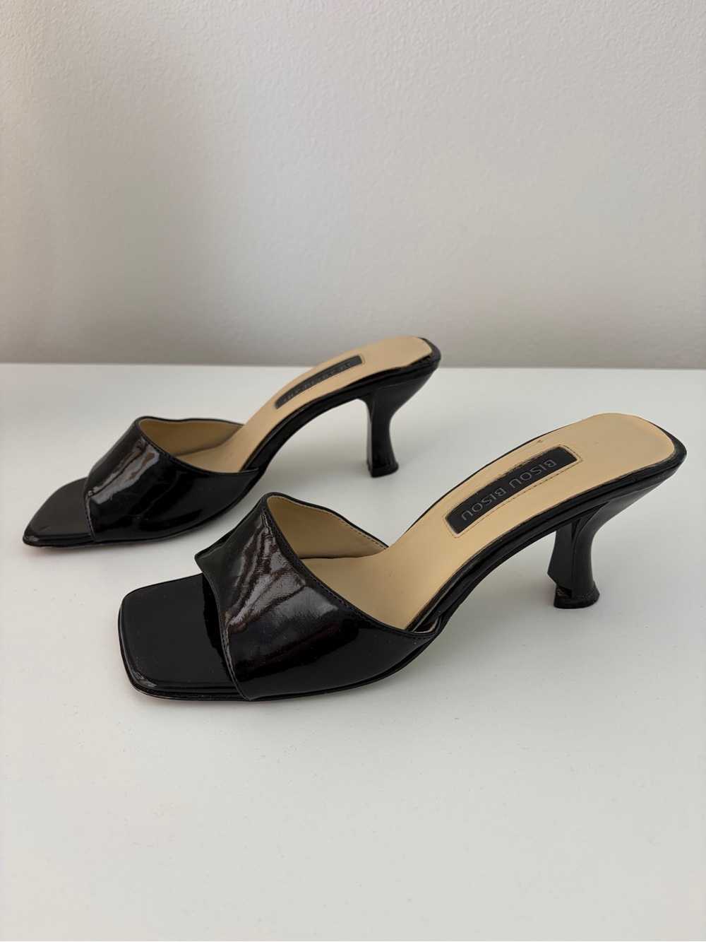 Bisou Bisou Black Patent Leather Mule Heels